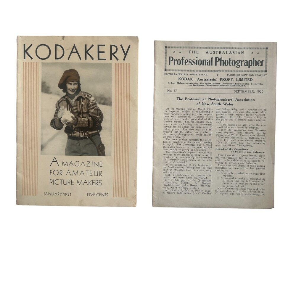 Kodakery A Magazine for Amateur Photgraphers Jan 1931 & The Australasian Sept 19